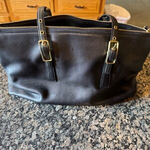 Vintage Coach Black Satchel  Leather Tote